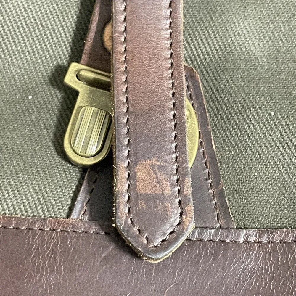 H.GOOSE Field Collection Canvas Leather Buffalo Plaid Lined Messenger Bag
